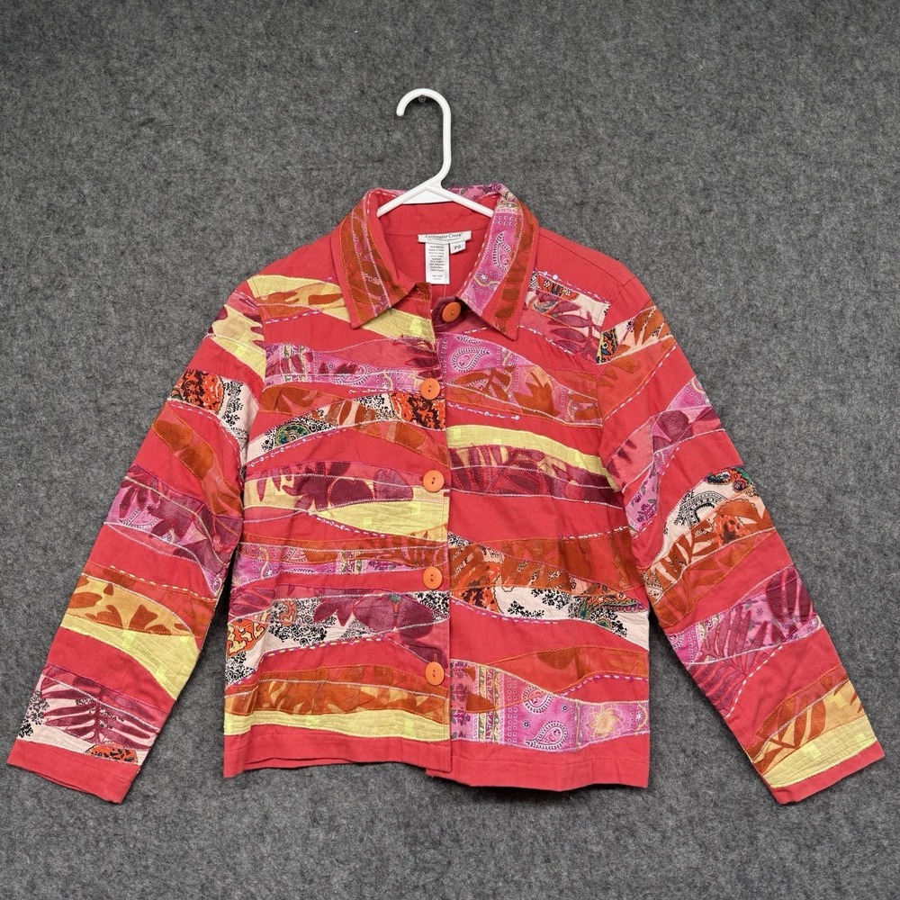 Coldwater Creek Jacket Women's size‎ PS lined embroidered appliqued Cotton